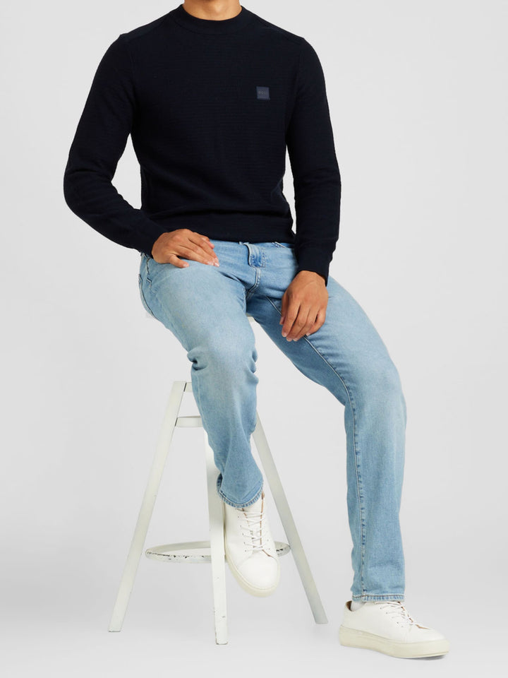 Hugo Boss Zwarte Katoenen Ronde Hals Trui