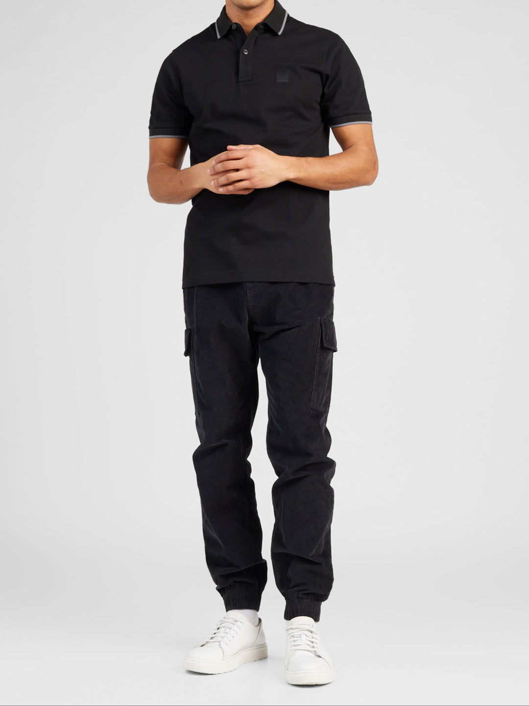 Boss Orange Passertip Poloshirt met korte mouwen, zwart