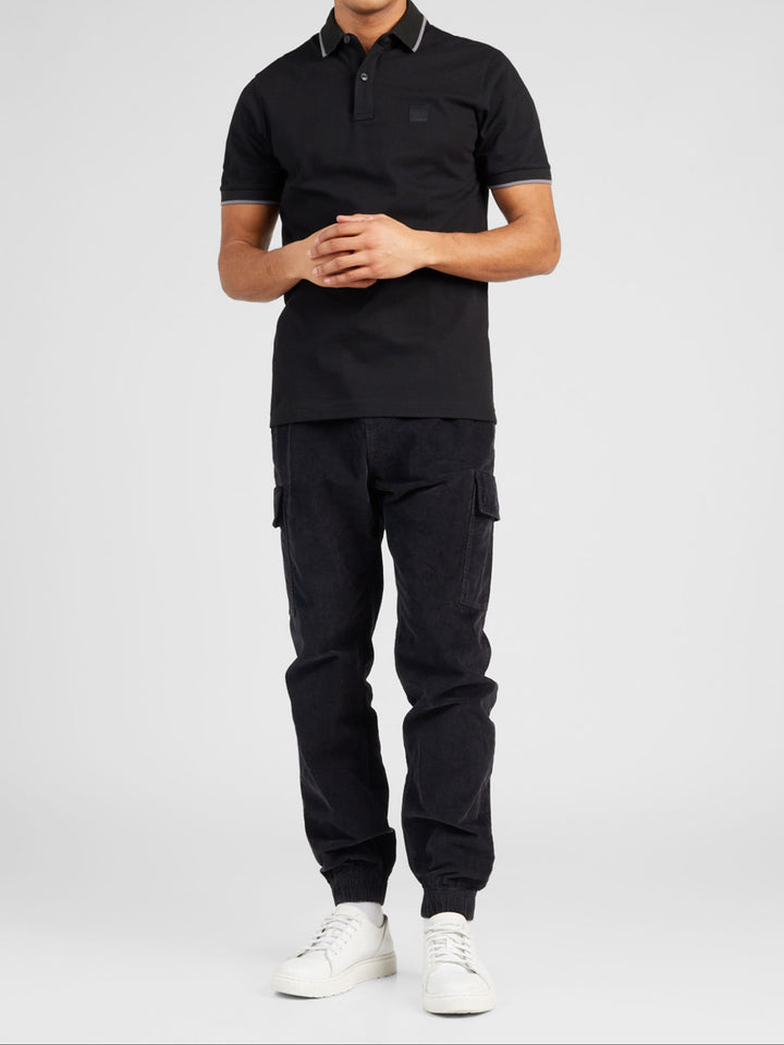 Boss Orange Passertip Poloshirt met korte mouwen, zwart