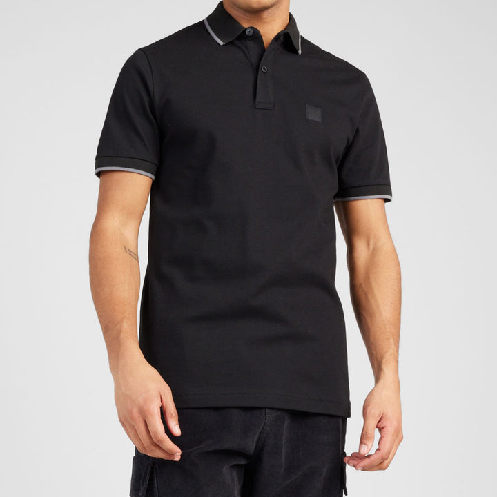 Boss Orange Passertip Poloshirt met korte mouwen, zwart
