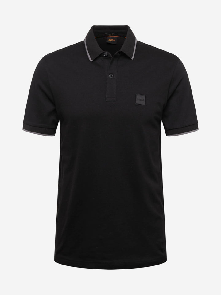 Boss Orange Passertip Poloshirt met korte mouwen, zwart