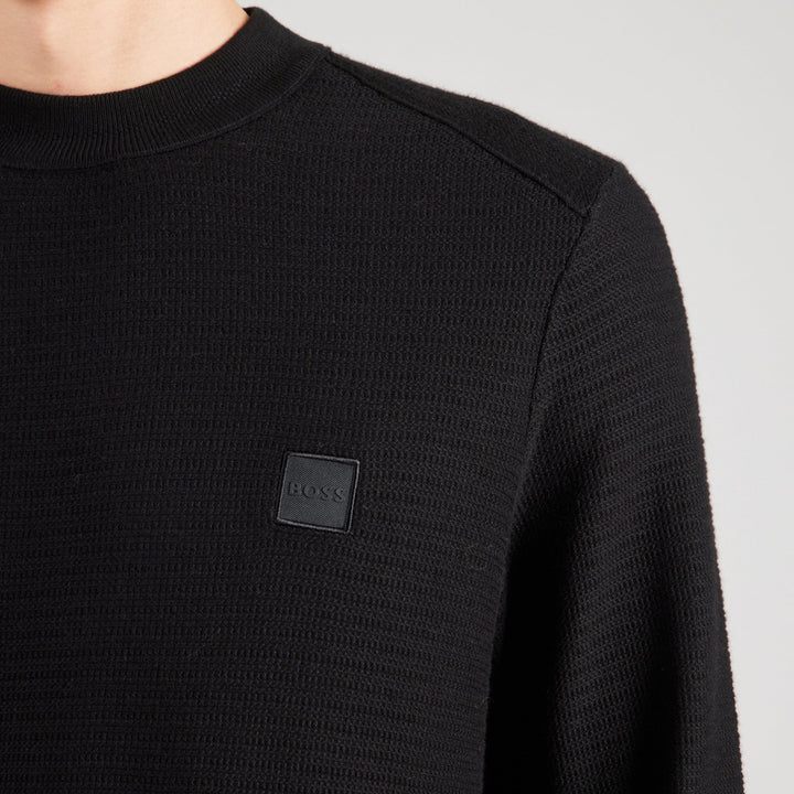 Hugo Boss Zwarte Katoenen Ronde Hals Trui