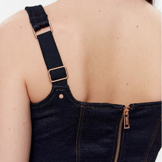 Guess Denim-Look Corset Top